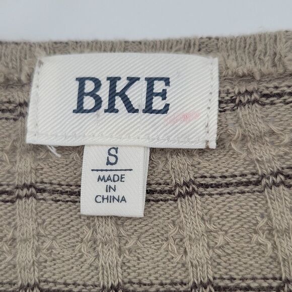 BKE Green Brown Eyelet Detail Long sleeve Top size Small - Picture 2 of 6